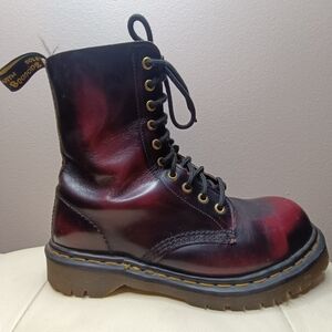 Dr. Martens 1490 Vintage Made in England Claret Rub-Off Oxblood Leather Boots